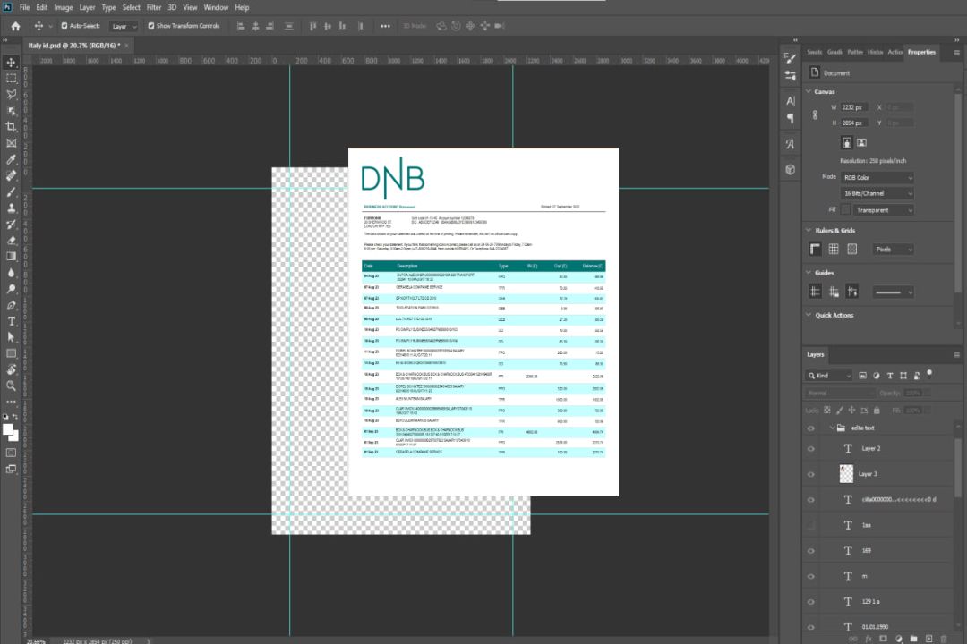 Modèle Word et PDF de relevé de compte d'entreprise de DNB Bank template
